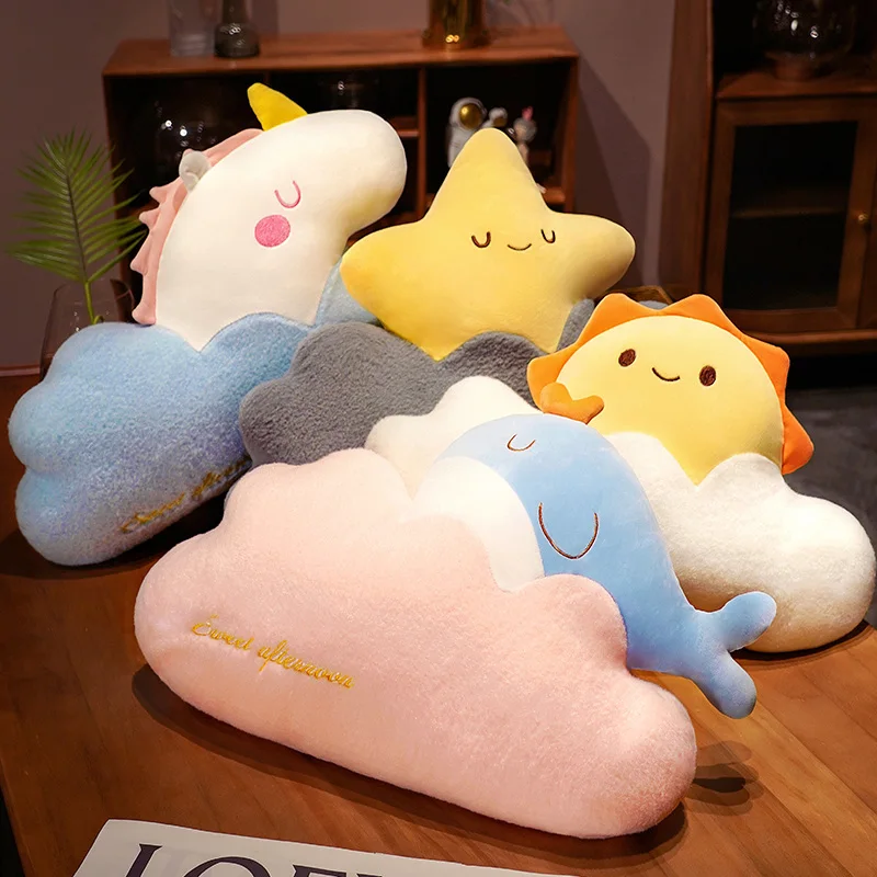 Super Soft Cloud Plush Pillow Stuffed Cloud Star Unicorn Whale Sun Shaped Cushion Room Decor Pillow Gift