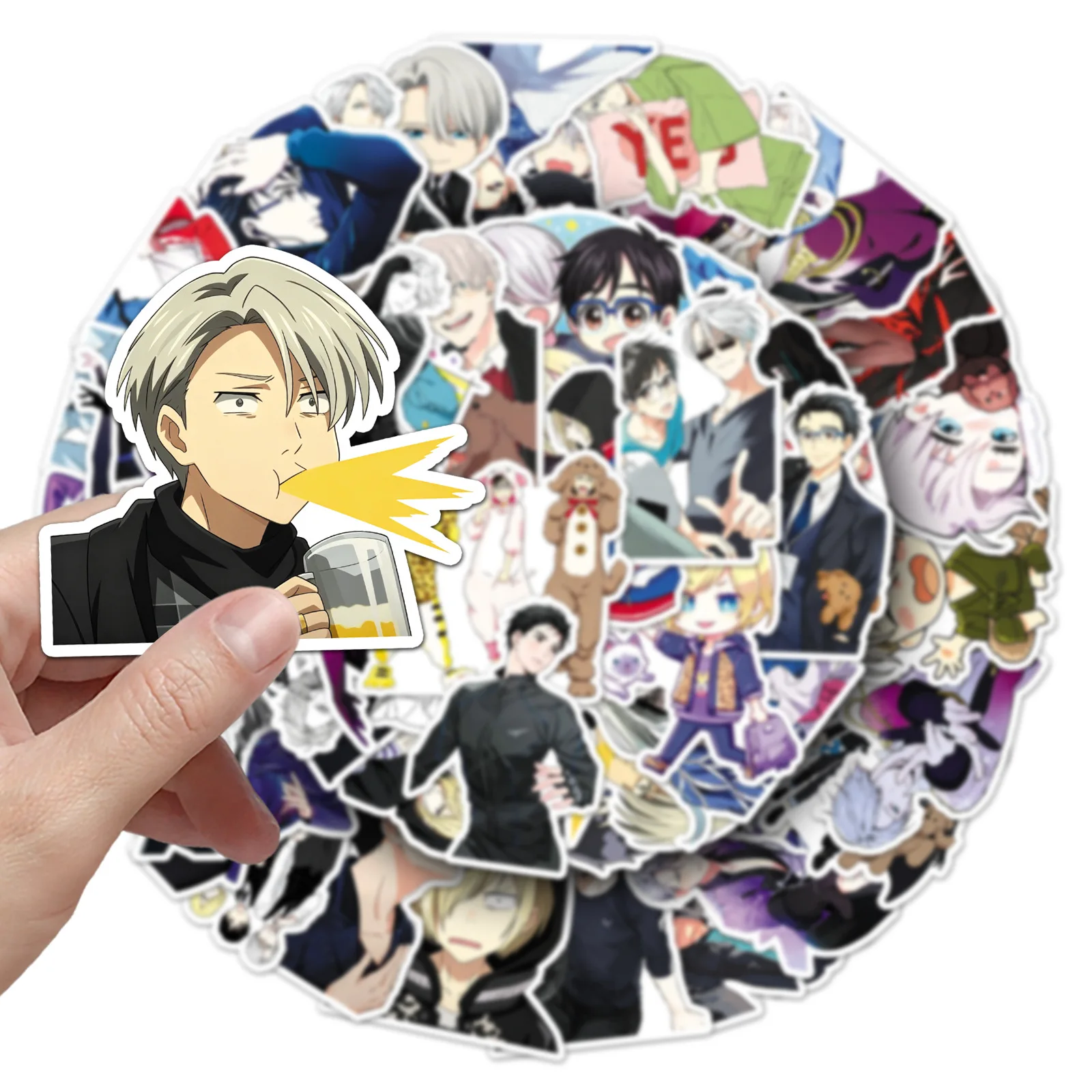 50PCS Super Popular Yuri on Ice Anime Stickers Cartoon PVC Decals Toys DIY Waterproof Skateboard Luggage Phone Fridge Gifts view 2