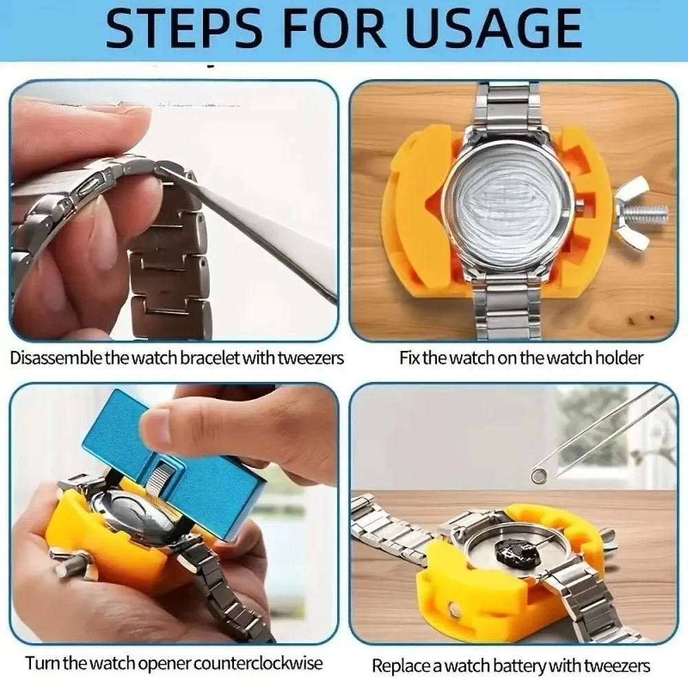 3 in 1 Watch Back Remover Tool Set Adjustable Case Opener Holder Repair Tool for Watch Case Back Removal