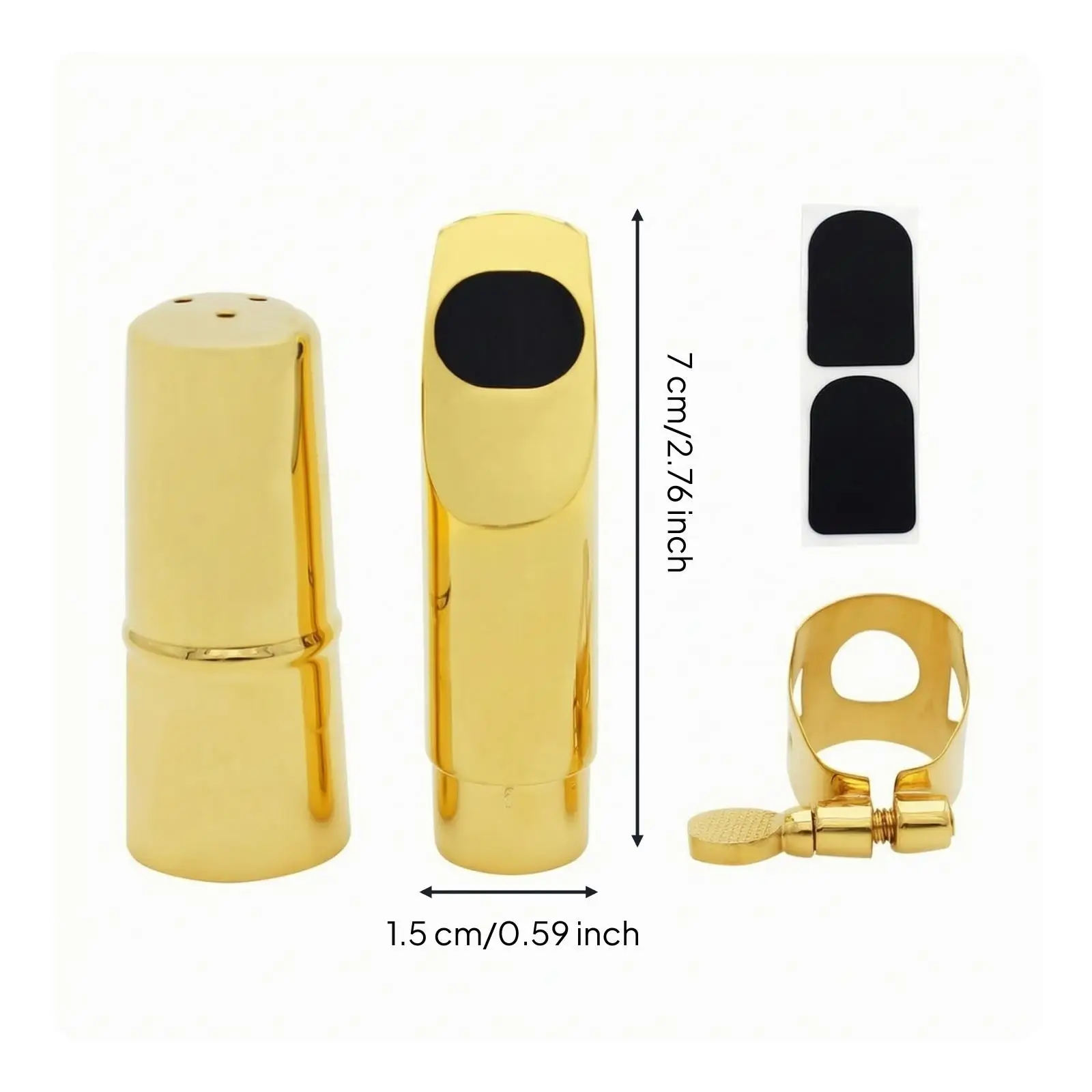 Replacement Soprano Sax Mouthpiece Gold Tone with Thumb Screw Ligature and Cane Pads