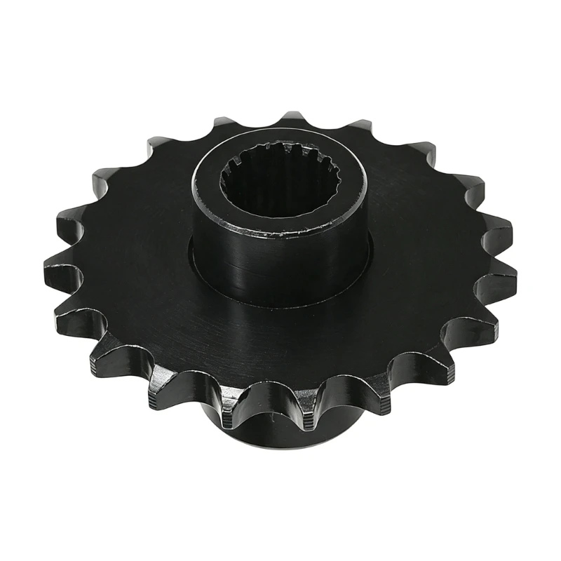 U2JA Front Gear Part with 19 Tooth 428 Chain Fit, Inner Splines, Center Hub, Black Finish and Single Piece Order Count Detail