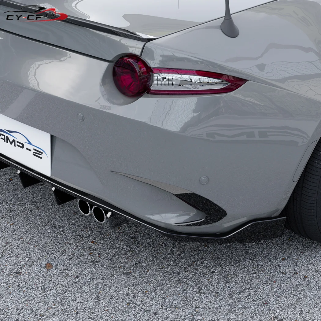 Rear Bumper Side Air Vent Trims Cover For Mazda MX-5 Miata ND 2016-25 Carbon Fiber Look/Gloss Black Boot Spoiler Splitter Canard