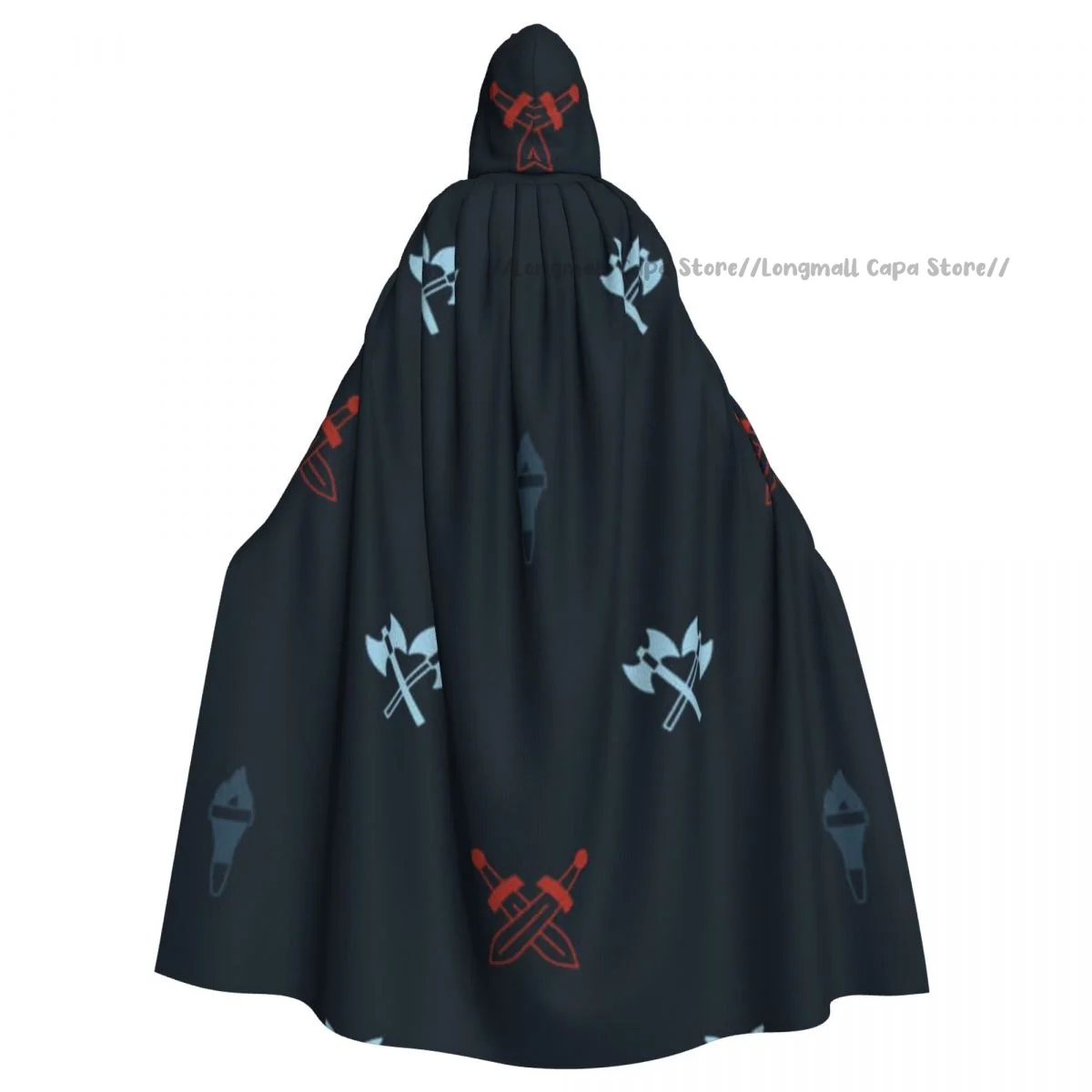 Witch Cloak Medieval Sword Torch Flame And Axes Halloween Cosplay Costume Unisex Adult Cloak Retro Ages Cape