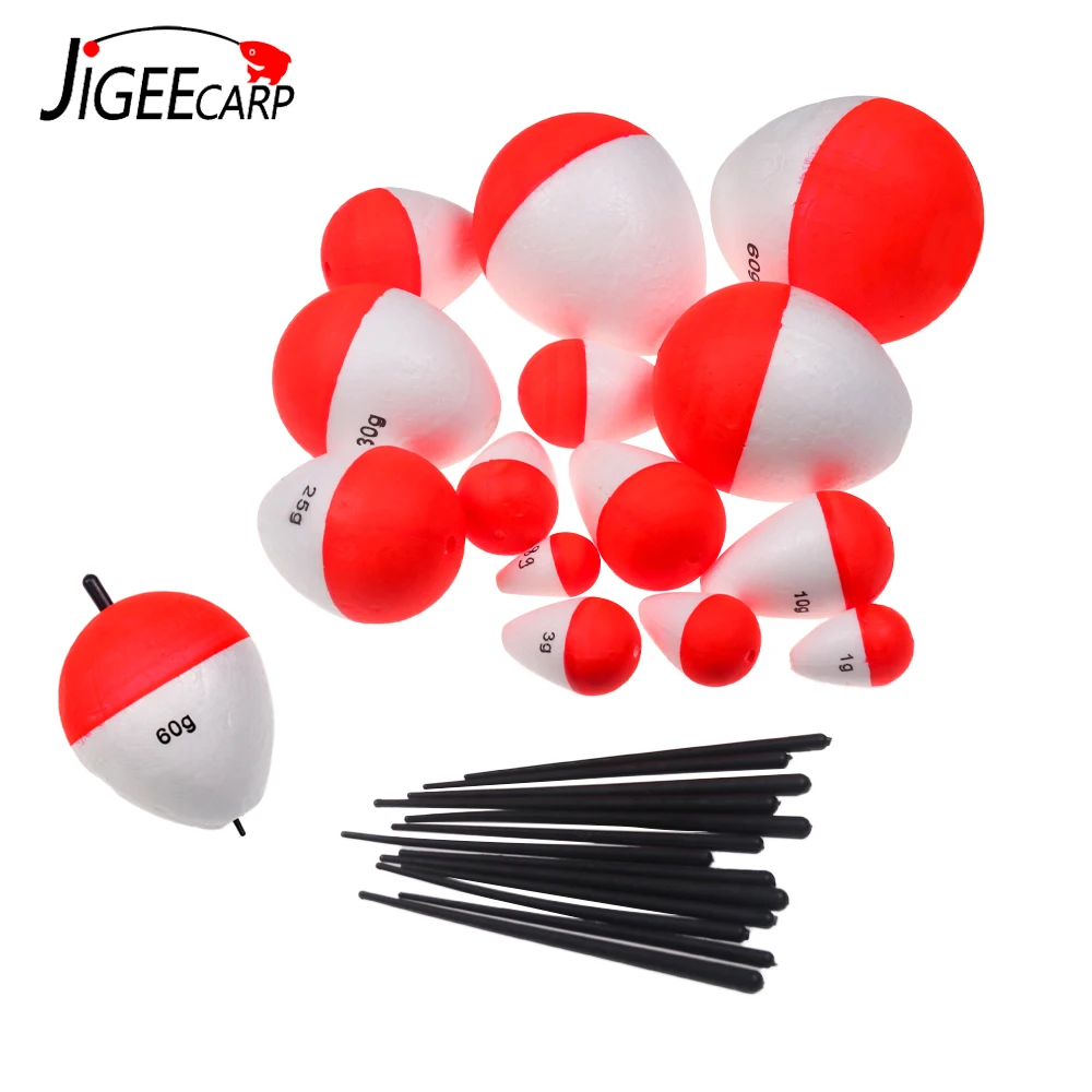 

Jigeecarp 5pcs 0.8g-60g Foam Fishing Float Bobber Floating Buoy Flotador Boias de pesca Light Stick Tube for Fishing Tackle