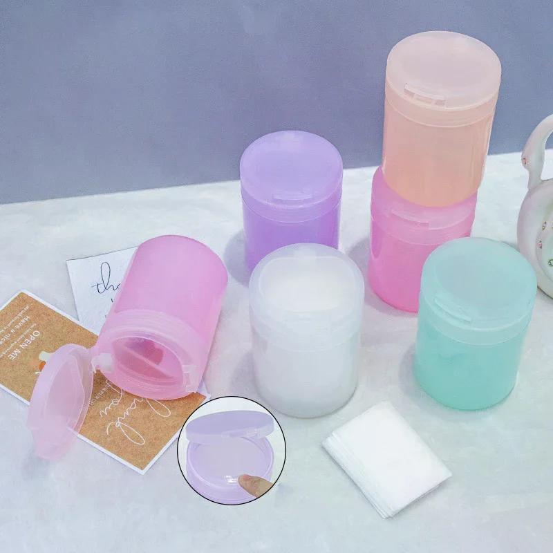 Cotton Balls Organizer Nail Cotton Pads Storage Cup With Clip Lid For Nail Polish Remover Cotton Swabs Manicure Makeup Tools
