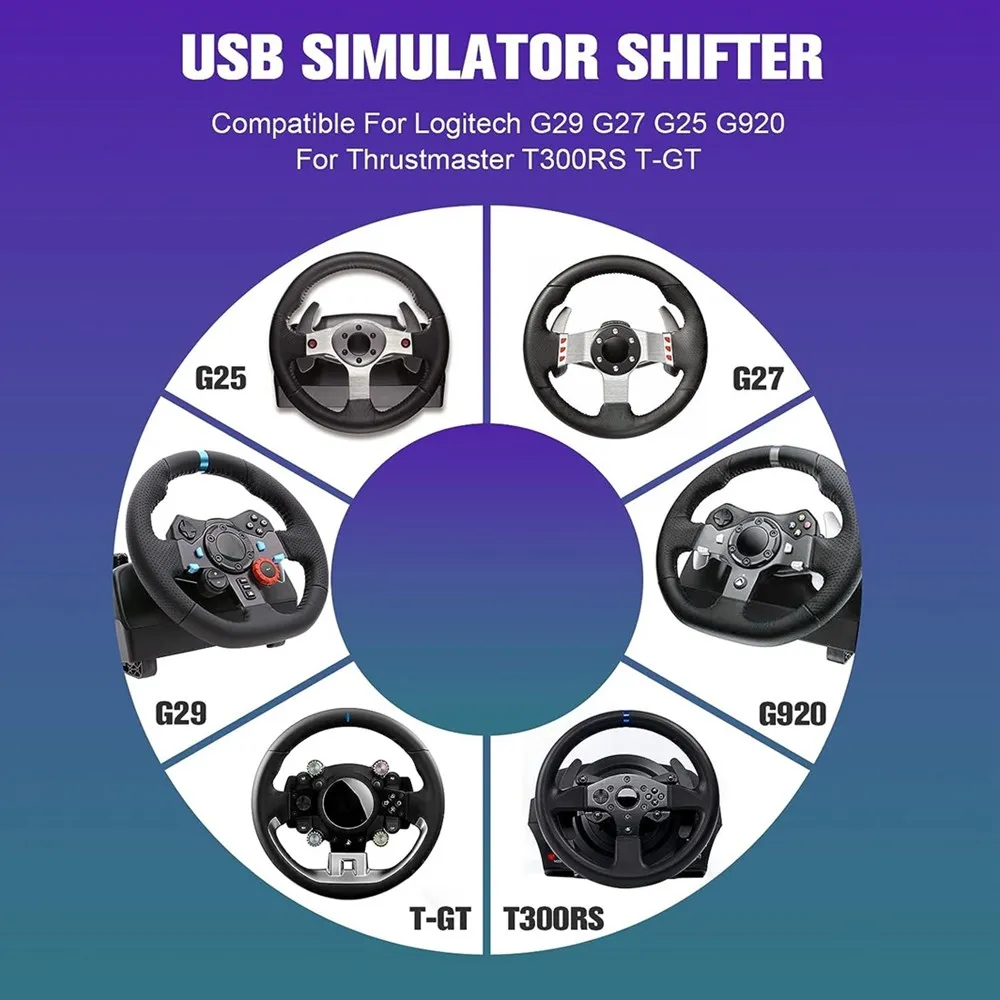 PC USB H Gear Shifter/Bracket For Logitech G29/G25/G27/G920/G923,Thrustmaster T300RS/GT,ETS2 Simracing Simulation Racing Games