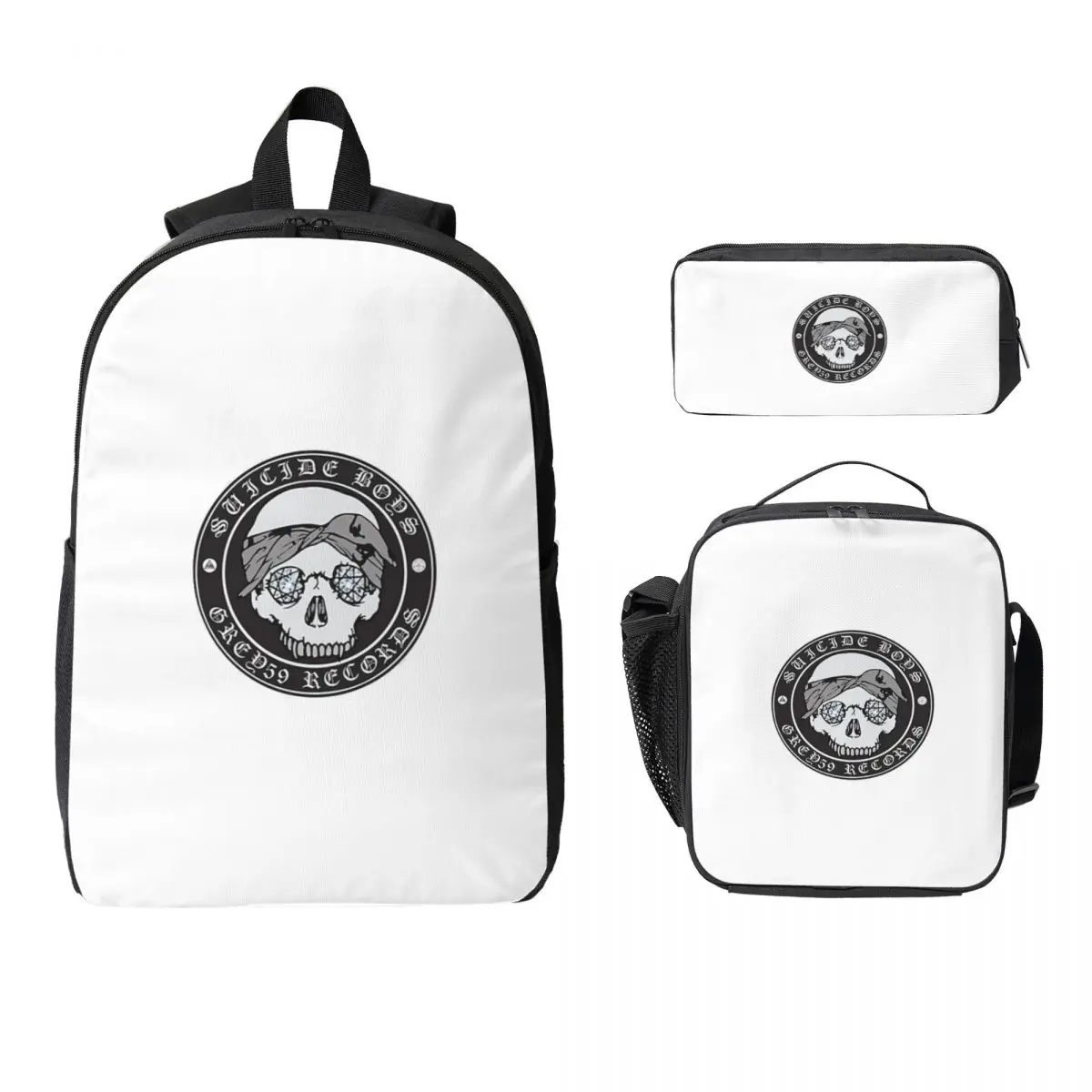 

GREY 59 $uicideboy$ Logo Backpack Student Boy Girl BookBag School Bag Computer Shoulder Bags 3ps Insulated Lunch Bag Pencil Case