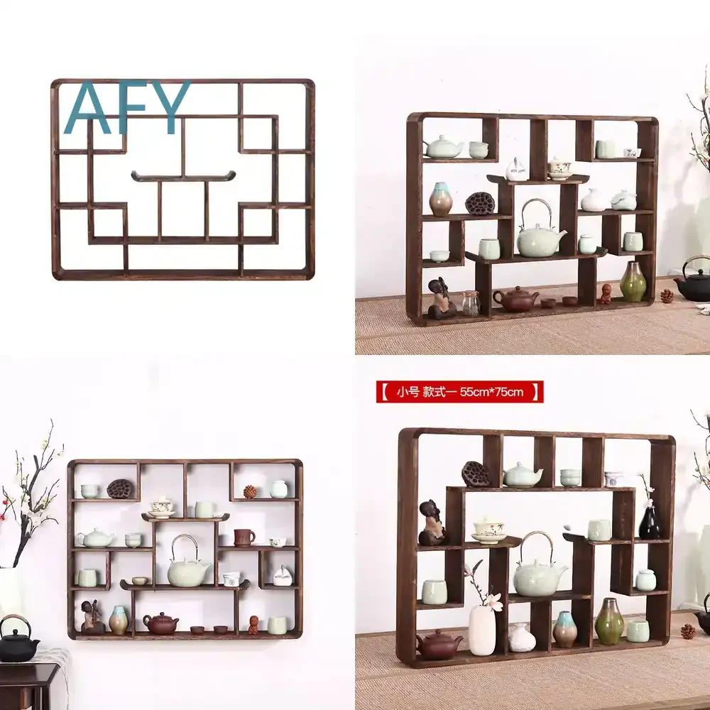 Wall Frame for Duobao Pavilion for Antique Teapot Rack Shelf Wall Hanging Solid Wood Chinese Style Modern Simplicity Display