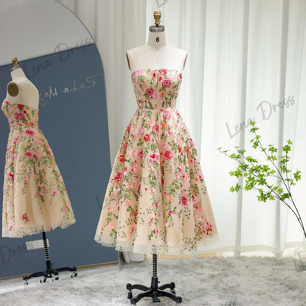 Lena Gala Dresses Woman 2024 for Party Dress Es Champagne Robe Soiree De Luxe 2024 Handmade Flowers Special Occasion Dresses