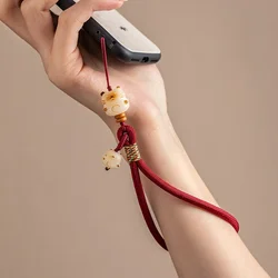 Cute Bodhi Lucky Cat Mobile Phone Wrist Hanging Chain Pendant Pendant Exquisite Anti-loss Drop-resistant Mobile Case Lanyard