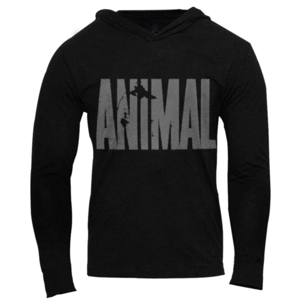 

Men's Fitness Hooded Long Sleeve Cotton Printed ANIMAL Letter Sport Sweat