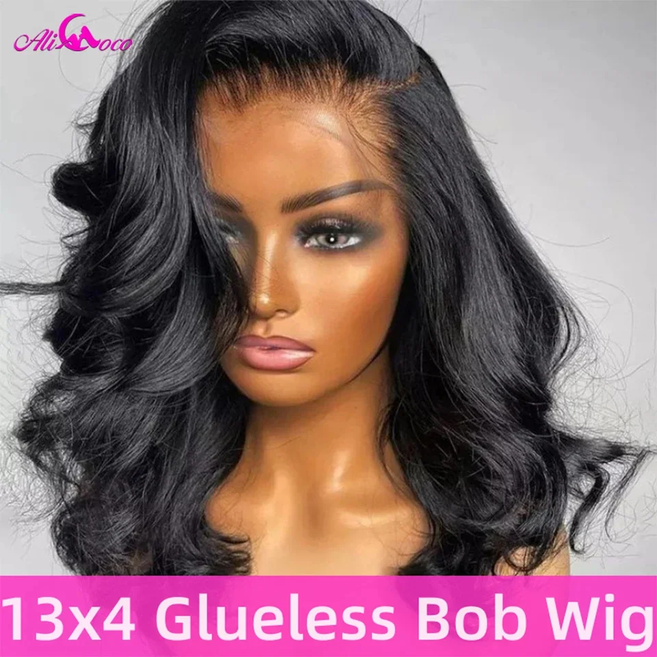 

180 Density 13x4 Body Wave Short Bob Wigs Human Hair Natural Color Lace Frontal Bob Wigs Human Hair For Women