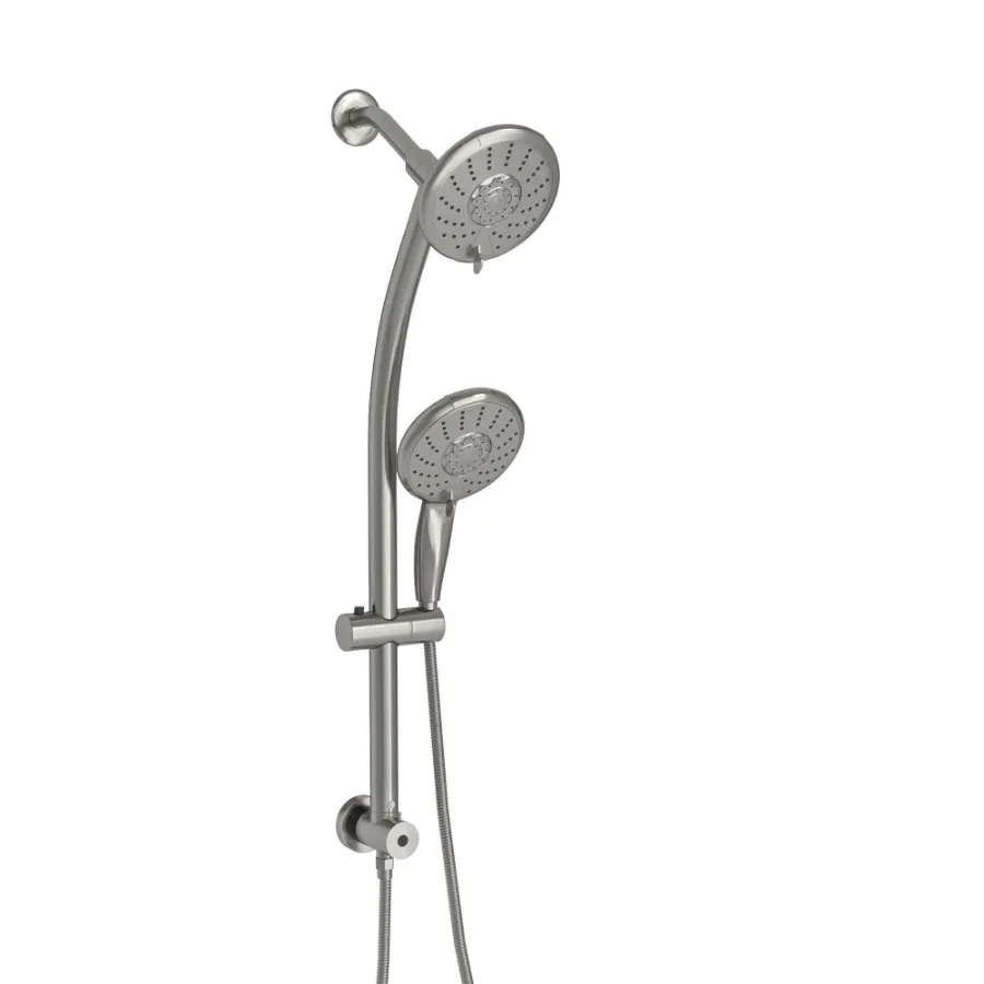 

5Inch 5Function Wall mount High Pressure Rainfall ABS Dual Round Shower with Handheld Combo 304 Stainless Steel Shower Hose