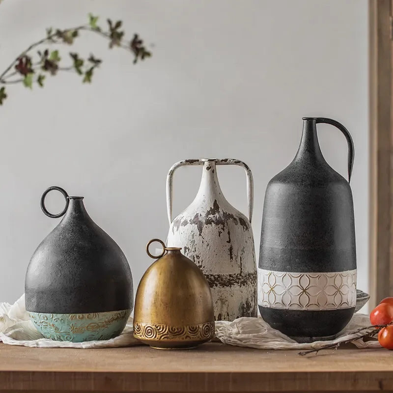 for American Rural Retro Vase Living Room Entrance Old Ornaments Home Decoration Vase Bed and Breakfast Studio Props