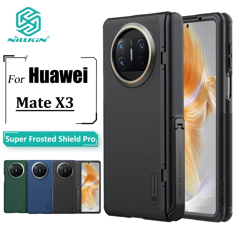 Nillkin Frosted Case for Huawei Mate X3 Hide Stand Pen Slot Anti-Fingerprints Metal Head Frame Protective Back Cover