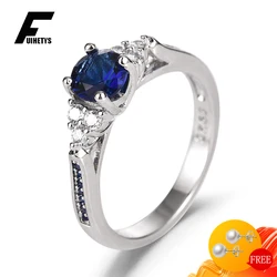 Trendy Rings 925 Silver Jewelry with Sapphire Zircon Gemstones Accessories for Women Wedding Engagement Finger Ring Wholesales