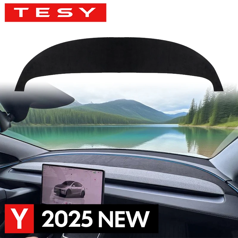 For Tesla Model Y Juniper 2026 2025 Dashboard Cover Pad Suede Sunshade Protector Anti-UV Dash Mat Non-slip Pads Car Accessories