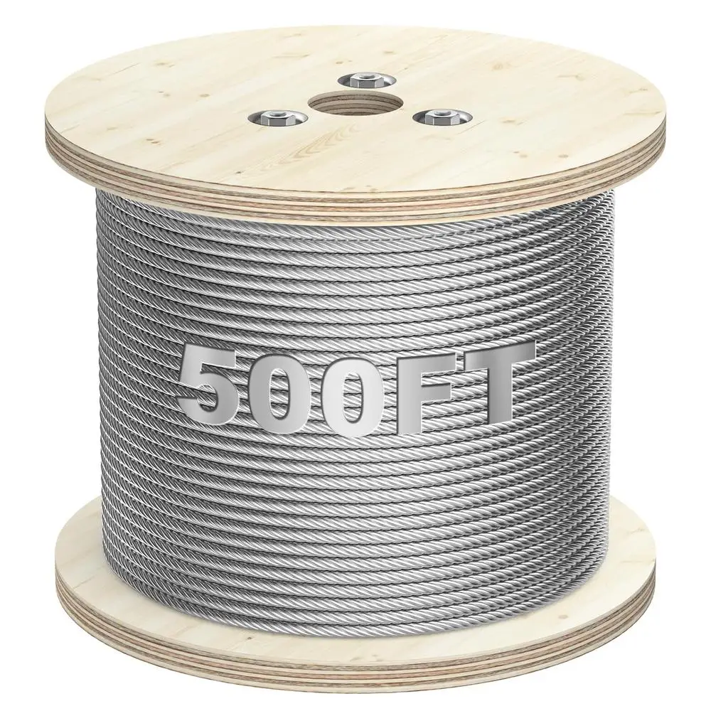 500FT 304 Stainless Steel Cable Decking Railing 3/16 inch 7x19 Strand 3700lbs Breaking Exercise Winches Control Cables Shade