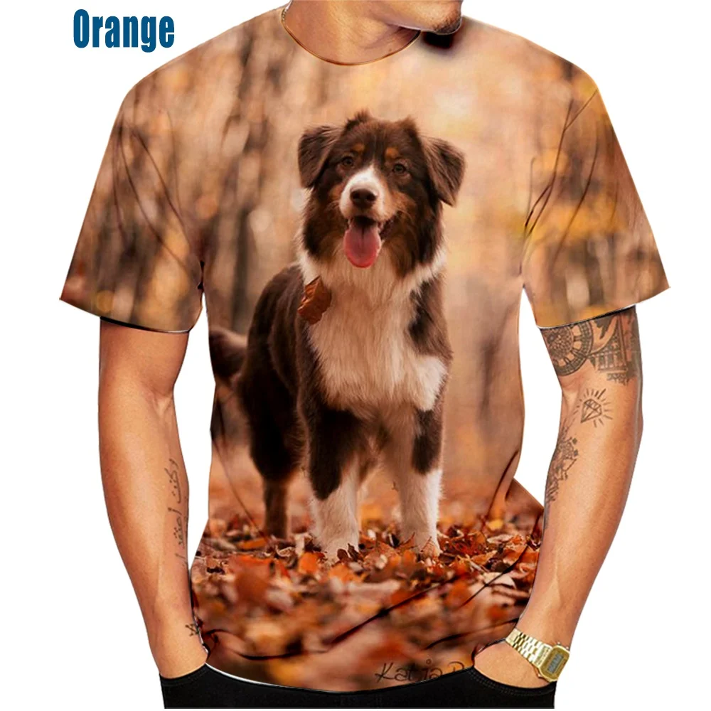 Unisex Cute Dog 3D-Druckmuster Top  Border Collie  T-Shirt Freizeitkleidung Sport T-Shirt