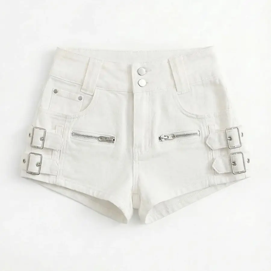 

Женские белые повседневные джинсовые шорты на молнии в стиле Y2K Harajuku, модные ретро-шорты для уличной моды, сексуальные летние джинсовые шорты, одежда 2026 Новинка
