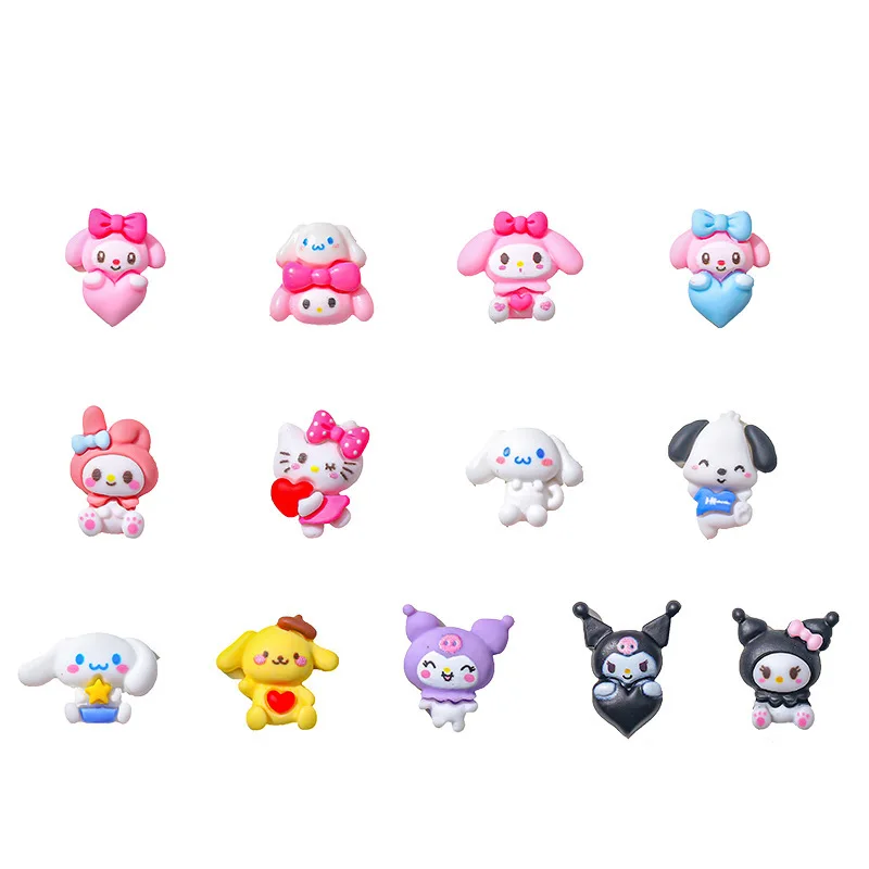 50Pcs Sanrio Hello Kitty Nail Charms Kawaii Kuromi Mymelody Nail Jewelry Manicure Diy Anime Part Sticker Decration Accessories