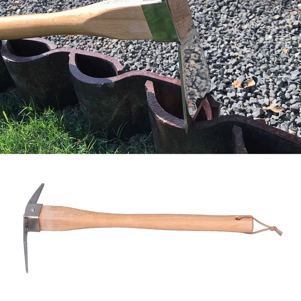 Durable Stainless Steel Pick Axe Detachable Silver Digging Tools Wooden Handle Multifunction Garden Pick Axe