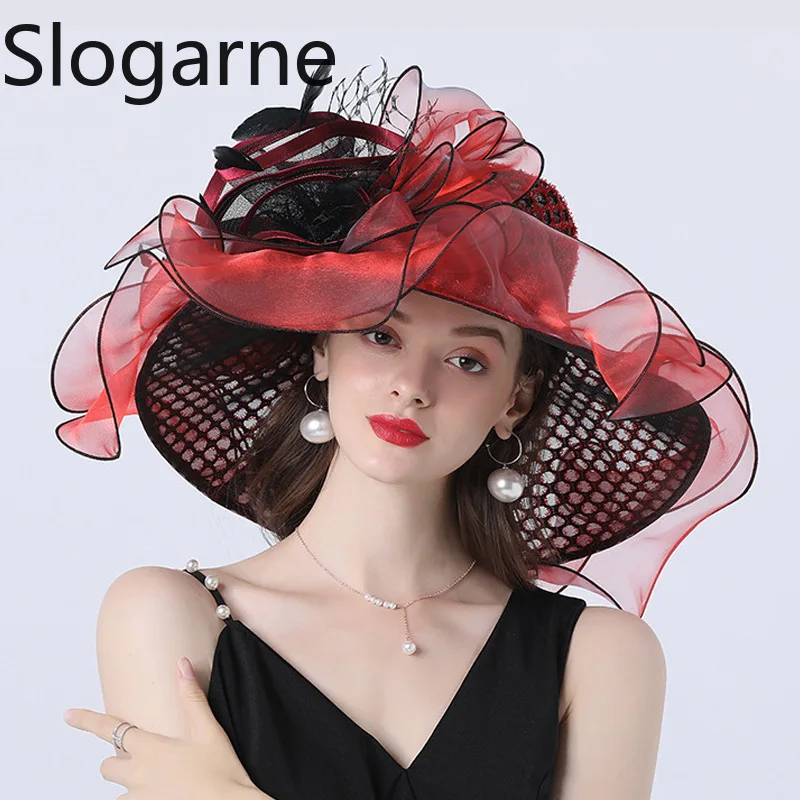 結婚式の帽子女性のためのエレガントなフラワーメッシュ日焼け止めケンタッキーダービーとヘッドギア教会オーガンザ太陽の帽子女の子トラバルビーチキャップ