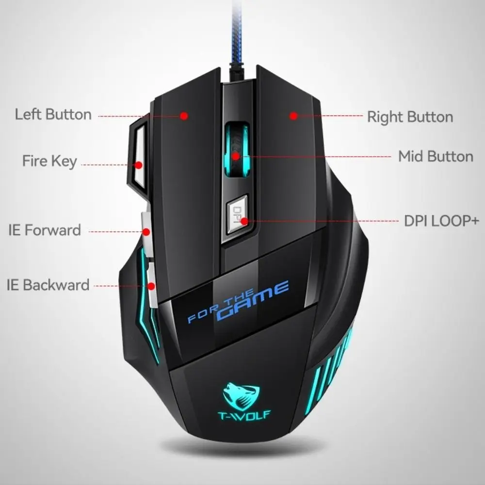 

Portable RGB Light Wired Mouse Colorful Illuminated Esports Wired Mouse Cool Ergonomics RGB USB Wired Mouse Office Home