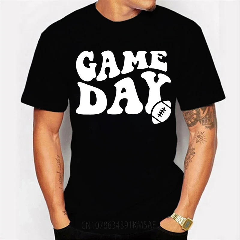 New Hot Selling Game Day Letter Print Men's T-Shirt Summer Outdoor Sports Short Sleeve Tee Shirt Rugby Game Day T Shirt