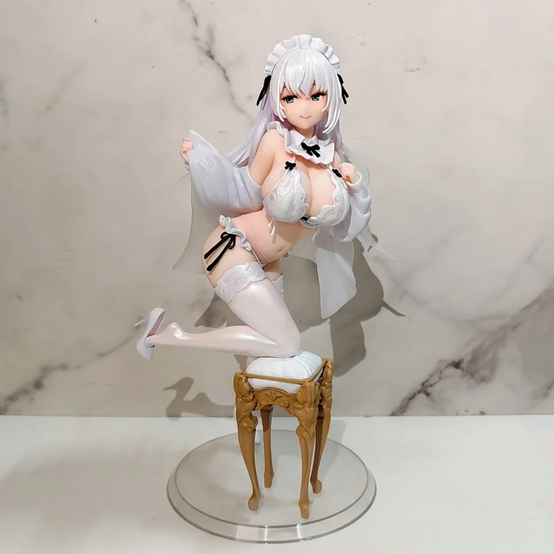 

Cartoon Peripheral Action Figures Chassis Desktop Decoration White Silk Maid Bonita Sauce Anime Beauty Girls Play Gifts