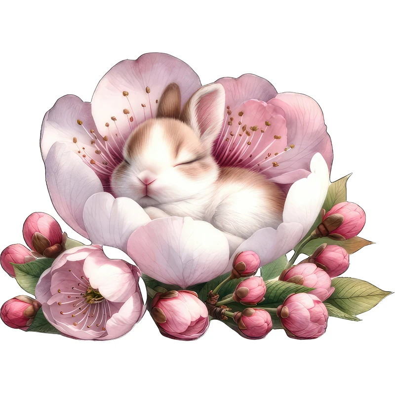 Three Ratels Cute sleeping little rabbit Cartoon Art wall stickers for home decoration car decals