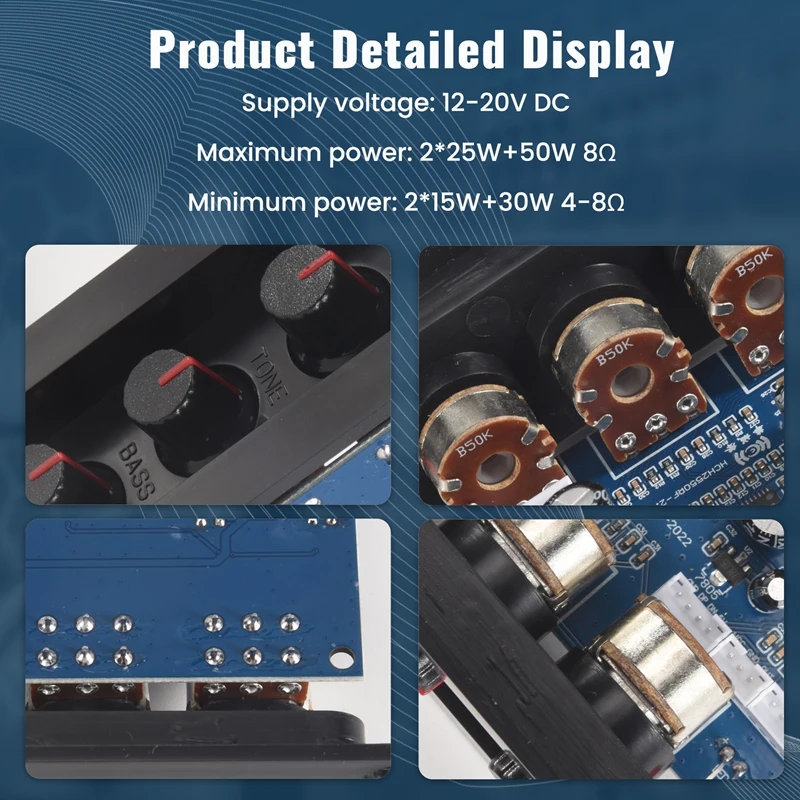 subwoofer amplifier board 2.1 Channel Digital Amplifier Board 2X25W+50W BT5.0 Subwoofer DC12-20V Amplifier Board+AUX Line+USB Ca