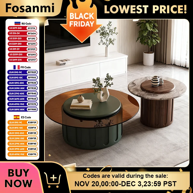 

Living Room Modern Round Small Coffee Table Set Luxury Creative Tea Table Sets Simple Home Office Center Tables Sofa Side Table
