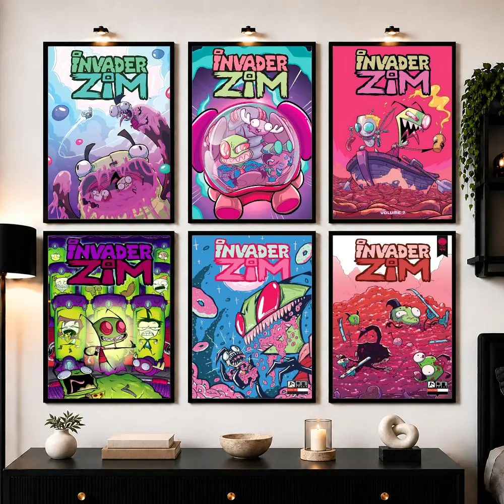 Cartoon Anime I-Invader Zim Poster Wall Art Print Sticker for Bedroom Living Room Dorm Office Modern Home Decor