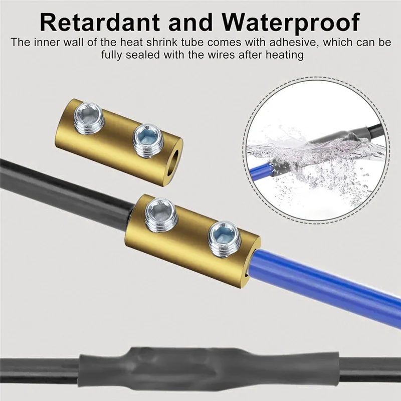 

LICE-10PCS 10 AWG Gauge Wire Connector Nut Kit, 60A Quick Wiring Connection Terminal With Screws And Heat Shrink Tube