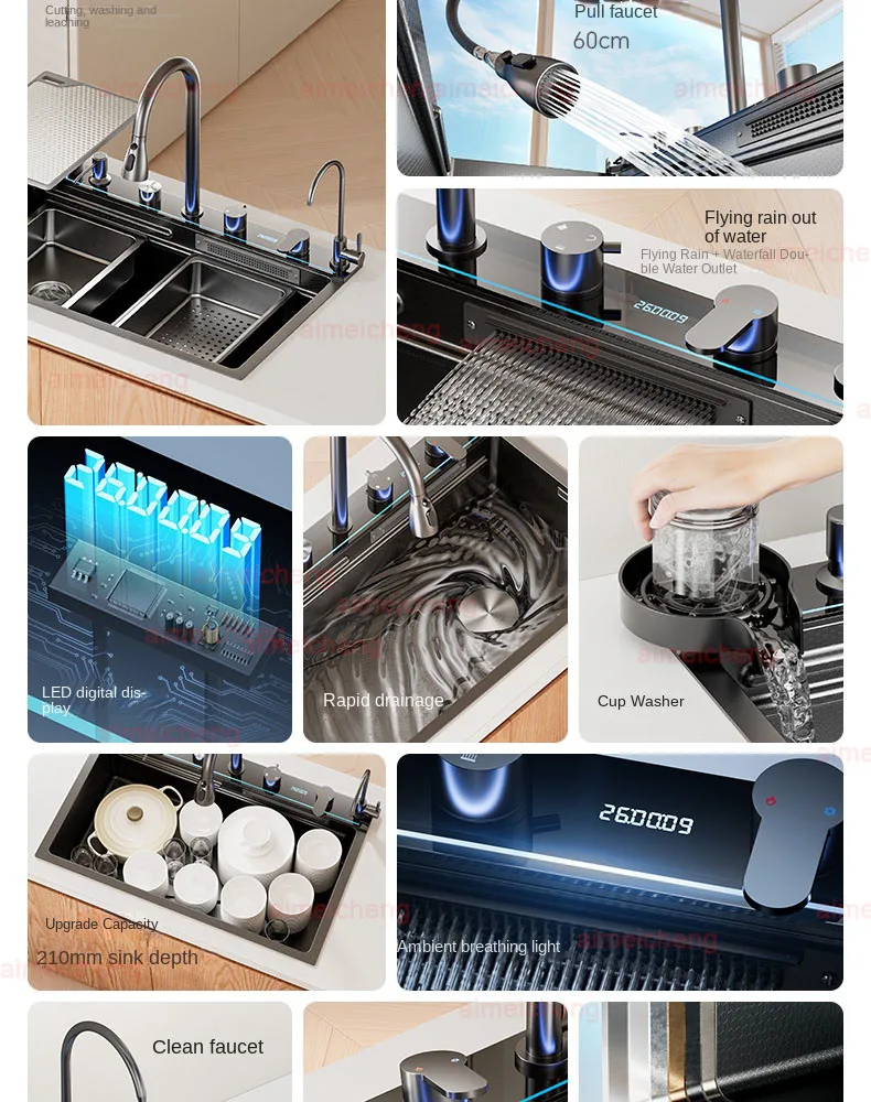 Neptune Star Whale Rain Vegetable Washing Basin Large Single Slot Thickened 304 Stainless Steel Sink Kitchen Household Dish Sink
