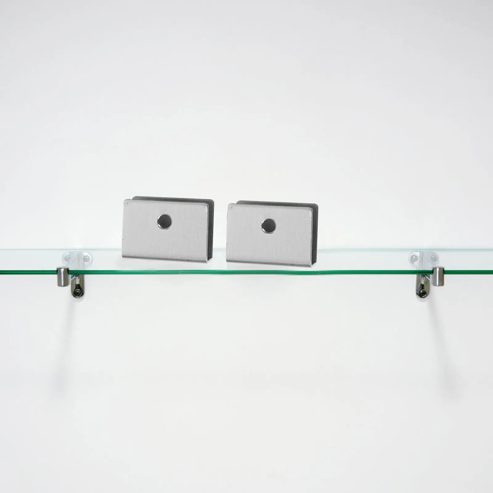 8Pcs Glass Shelf Clamps Stainless Steel Durable No-Drill Fixed Panel Glass Brackets Easy Install Shower Door Hardware Mirror