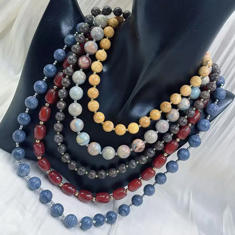 Select By Style Natural  Stone Bohemia Women Retro Vintage Gemstone Jewelry Necklace 18inch