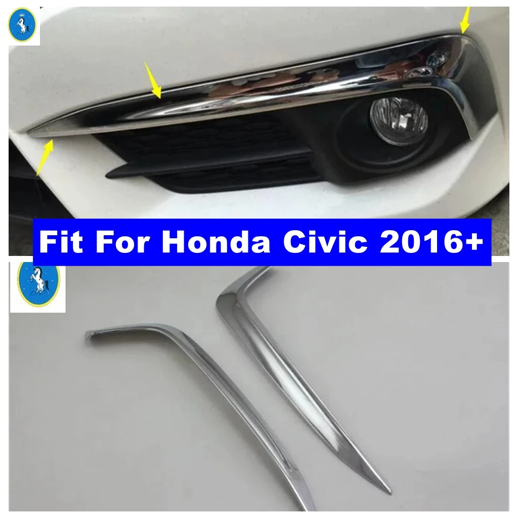 

Front Fog Lamp Lights Eyelid Eyebrow Decoration Cover Trim For Honda Civic 2016 - 2018 ABS Car Chrome Style Exterior Accessories