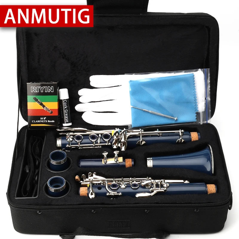 ANMUTIG Bb Clarinet 17 Key Instrument Nickel Silver ABS Body Material Clarinete A1