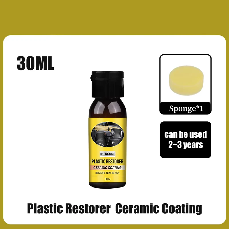 Car Plastic Restorer, Ceramic Coating, 2-3 Years of Long-Lasting Protection, Restoration and Whitening, Black Gloss, Plastic Trim and Rubber Maintenance image 3