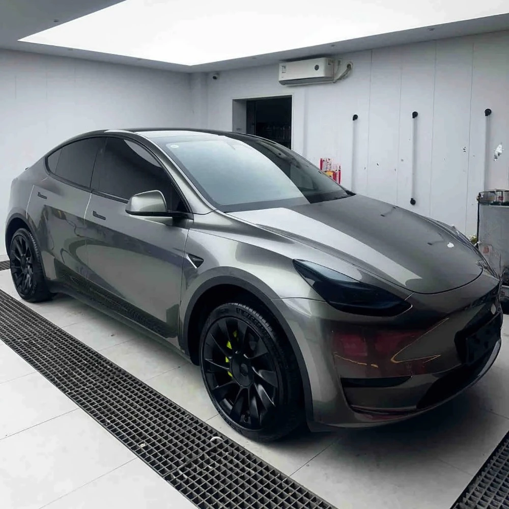 

For Tesla Model Y 2020-2024 Pre-cut PPF Liquid Silver DIY Color Change Film PET Paint Protection Film Anti-Scratch Resistant Kit