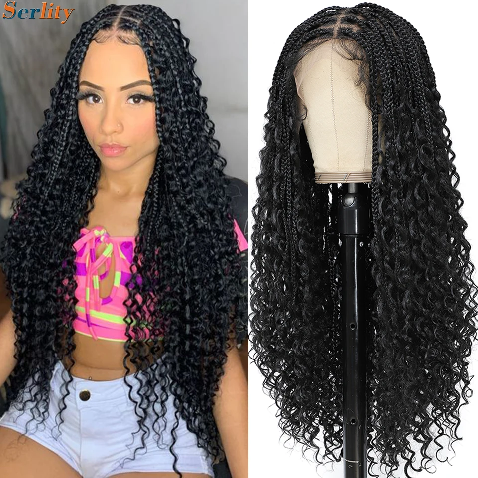 24 Inch Long Boho Braid Box Knotless Braids Wigs Glueless  display picture 3