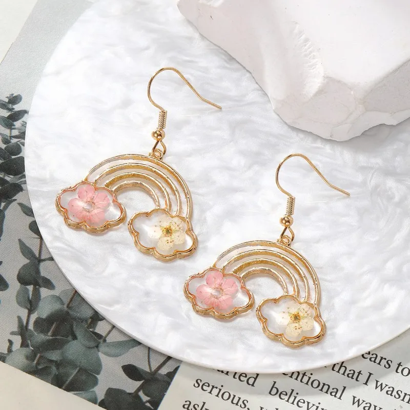 Halloween Series Natural Flower Earrings Handmaking Epoxy Resin Pressed Flower Pumpkin Earrings Cute Ghost Earrings Wholesale