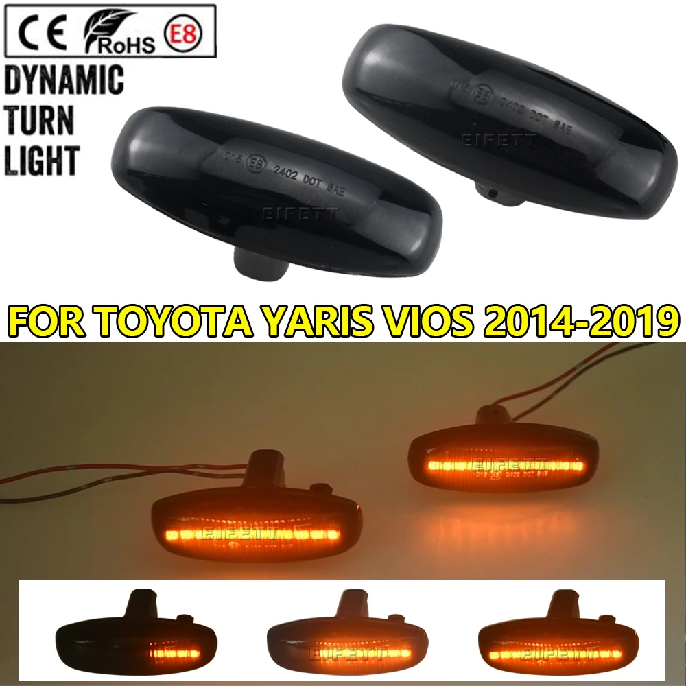 2Pcs Car Led Sequential Blinker Light Dynamic Side Marker Turn Signal Light For Toyota Yaris Vios 2014 2015 2016 2017 2018 2019