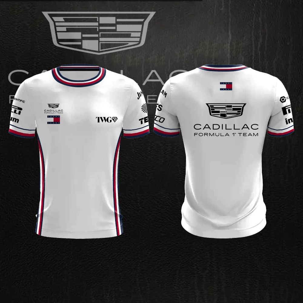 Cadillac Racing Team Men's Fashion Street Sports Short Sleeve 3D Printed Round Neck T-shirt Outdoor Sports Speed Drying Top image 2