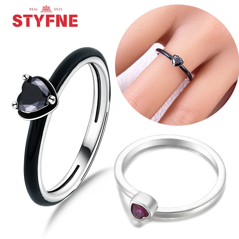 

925 Sterling Silver Rings Heart Love Clear Zircon Sparkling Timeless Elegance Ring for Women Gift Fine Jewelry Anniversary