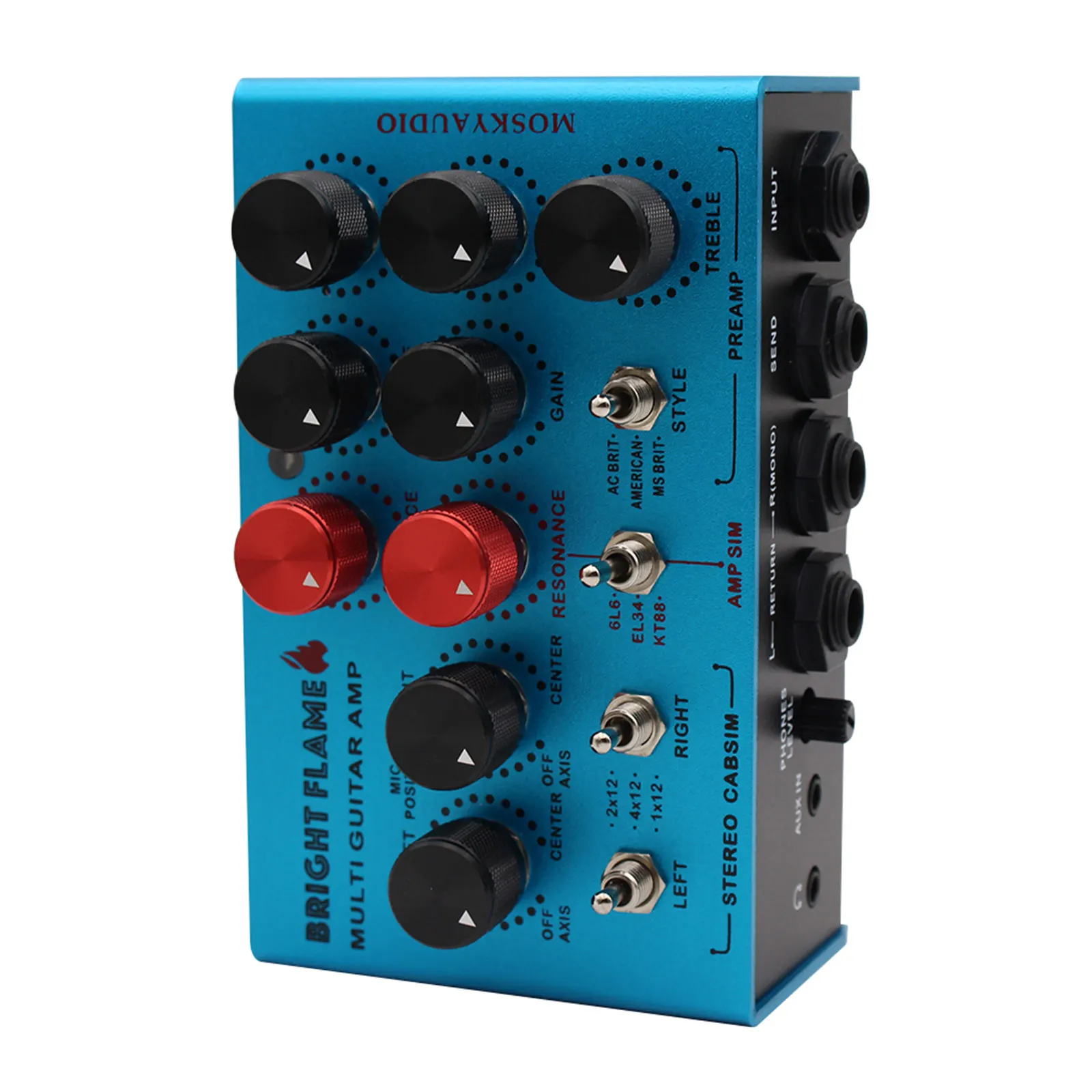 

Mosky Bright Flame Stereo Amp Simulator Pedal 3 Preamp Voices + Cab Sim Fx Loop Zero-Watt Guitar Amp Replacement