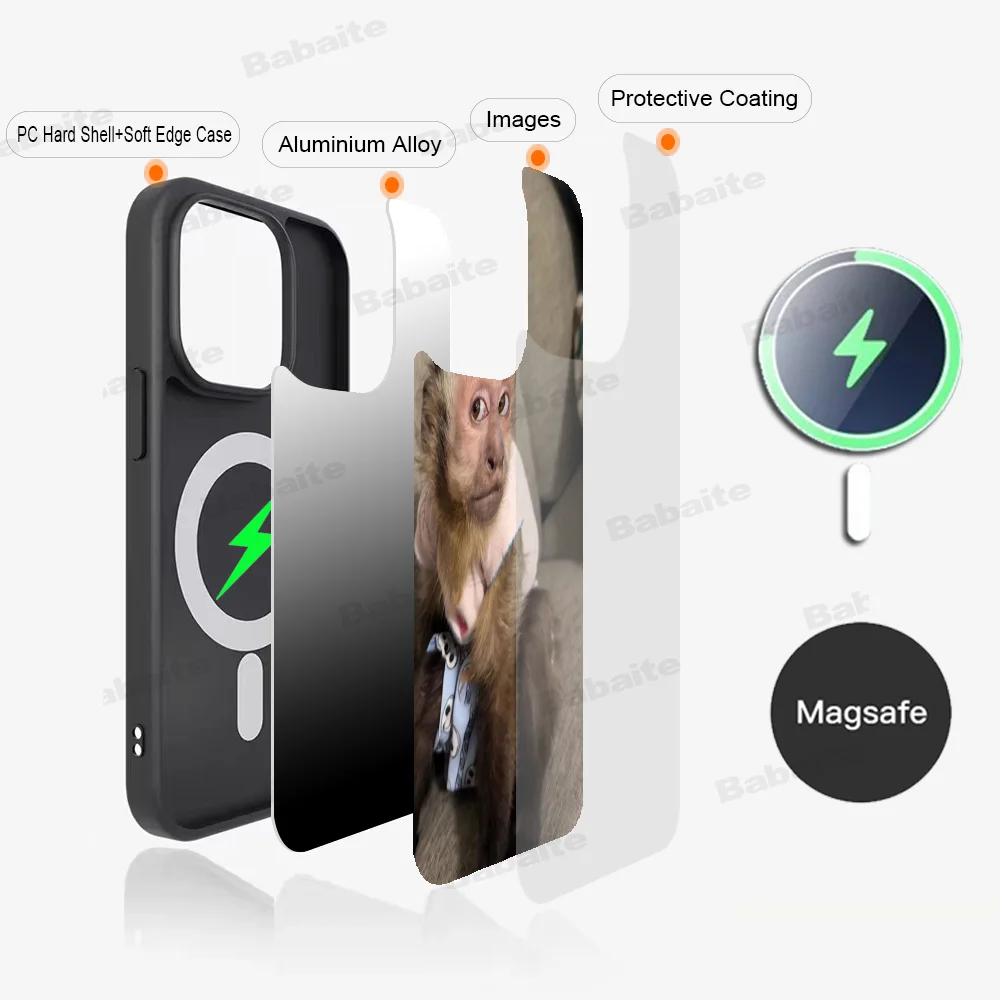 Monkey Sipping Caprisun Meme Phone Case Magesafe Magnetic Wireless Charge Case For iPhone 16 11 12 13 14 15 Pro Max Plus Mini