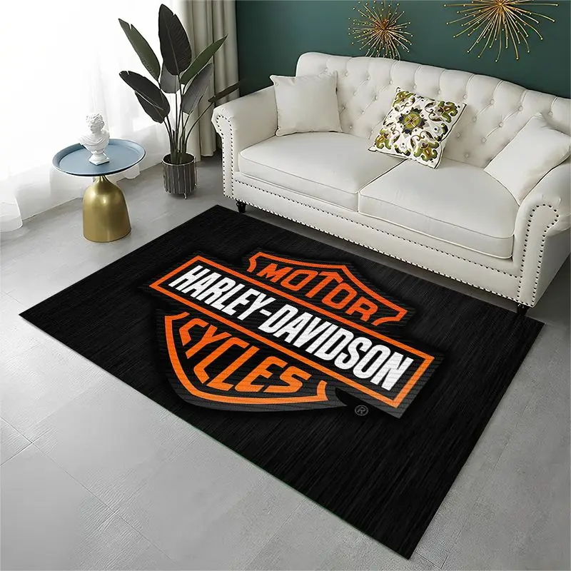 Retro H-Harleys Racing Moto Non-Slip Area Rug for Living Room,Bedroom,Playroom,Soft Carpet Floor Mat Home Decor Rug Kids Room view 4